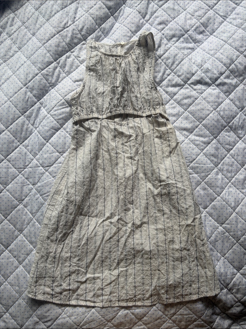 Zara Cream Dress with Thin Gray Stripes